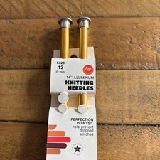 Pack of 2 Boye #6328 Aluminum 14" #1 Knitting Needles - 9MM - Made In USA