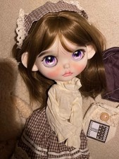 OOAK Custom Blythe Doll White Skin Brown Wig Full Set W Outfit Collectible Toy