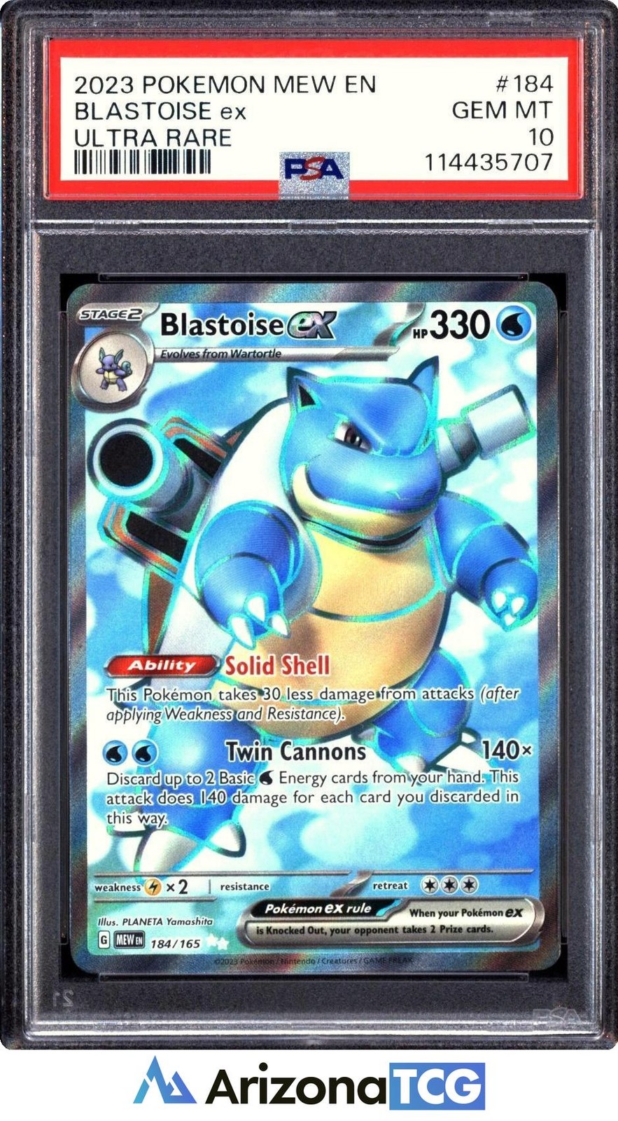 Pokemon 2023 Blastoise ex 184/165 Full Art Ultra Rare 151 GEM MINT PSA 10