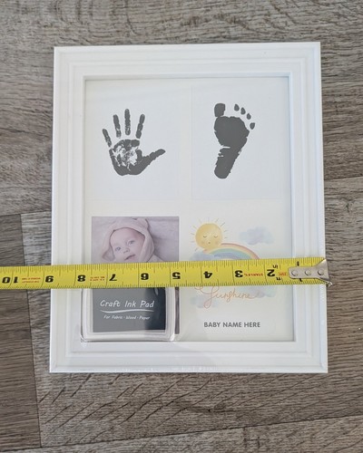 Baby Handprint Footprint Ink Stamp Kit White Picture Frame Keepsake
