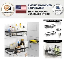 Strong Adhesive Shower Organizers - 3-Pack Rustproof Stainless Steel Shelves