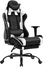 Ergonomic Gaming Chair | White | Reclining Computer Chair with Lumbar Support