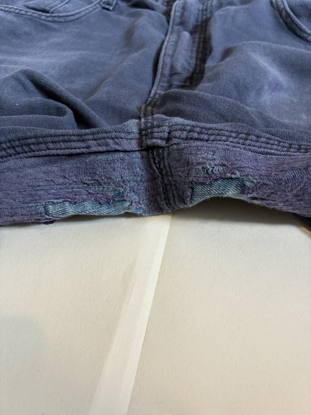Vintage Carhartt FR Work Pants 36x32 Navy Blue Distressed Thrashed Paint image 5