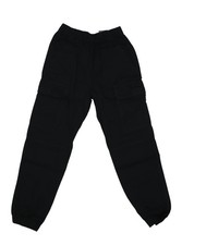 H M Pants Youth 8-9Y Black Cargo Joggers Elastic Waist Cuffed Pockets Cotton