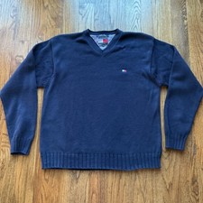 Vintage Tommy Hilfiger Sweater Mens Sz XL Navy Blue Long Sleeve 100 Cotton