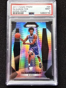 2017-18 PANINI PRIZM DE'AARON FOX Hyper Rookie #24 PSA 9 MINT 