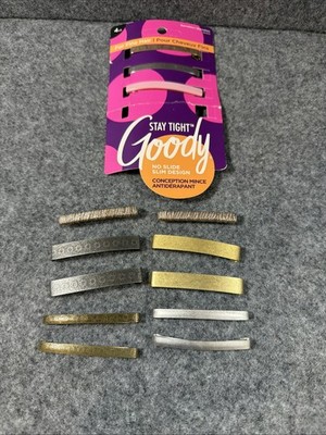 13 Goody Stay Tight Hair Barrettes - Assorted Metallic Colors, Non-Slip