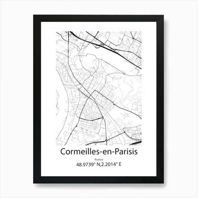 Cormeilles En Parisis,France Minima Framed Wall Art Poster Canvas Print Picture