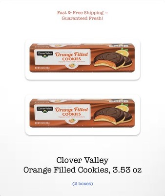 Clover Valley Orange Filled Cookies, 3.53 oz Carton (2 Boxes)