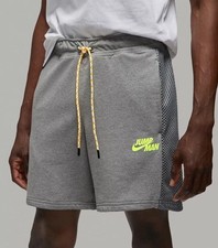 Nike Mens Jordan MJ Jumpman Fleece Shorts Sz S Carbon Heather Volt  Gray Pocket