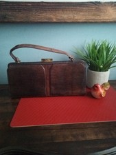 Vintage 1950 Brown Alligator Crocodile Handbag With Chain Purse By Palizzlo