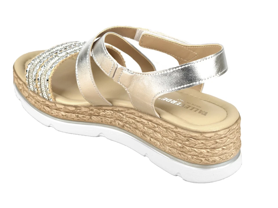 VALLEVERDE SANDALI IN PELLE DONNA ESTATE 32360 CON ZEPPA ARGENTO - Immagine 3 di 3