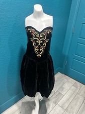 VTG 90s Gunne Sax Jessica McClintock Black Strapless Jeweled Dress 7/8