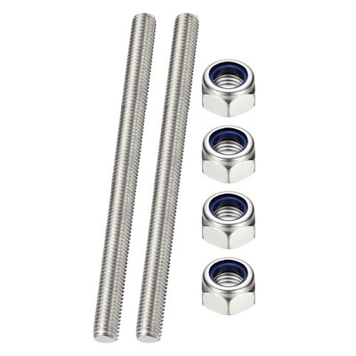 2 Pcs Fully Threaded Rod, M12 x 150mm Right Hand Thread Bar Studs with Nuts