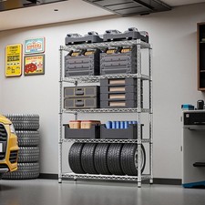 5-Tier Storage Shelves Heavy Duty Adjustable Wire Shelving Metal Garage Rack 72"