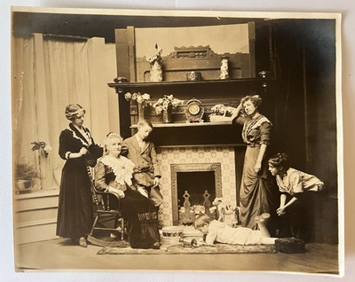 Elegant Parlor Stage Actors Publicity Photograph with Little Toy Drum Horn&Horse