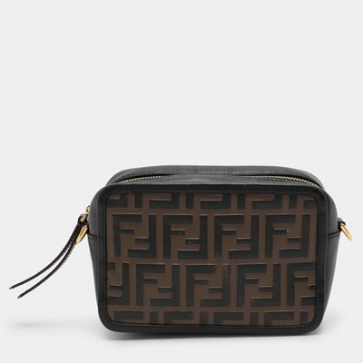 Fendi BlackBrown FF Embossed Leather Mini Camera Crossbody Bag | eBay