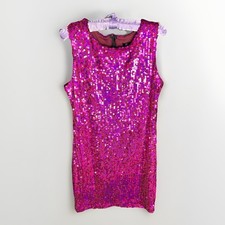 SNAP Fuchsia Sequin Mini Dress Womens Large Sleeveless Party Cocktail Glam