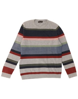 Marks & Spencer Herren Rundhals Pullover Sweater Large Mehrfarbig Gestreift EE10