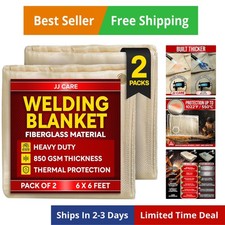 2 Pack Welding Blanket - 6ft x 6ft, 850GSM Fiberglass Welding Blanket for Smo...