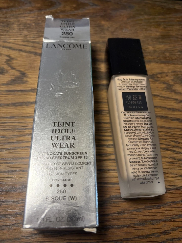 Lancome Teint Idole Ultra Wear Foundation SPF15 Shade # 250 BISQUE Exp 04/24 BIN - Image 2 of 2