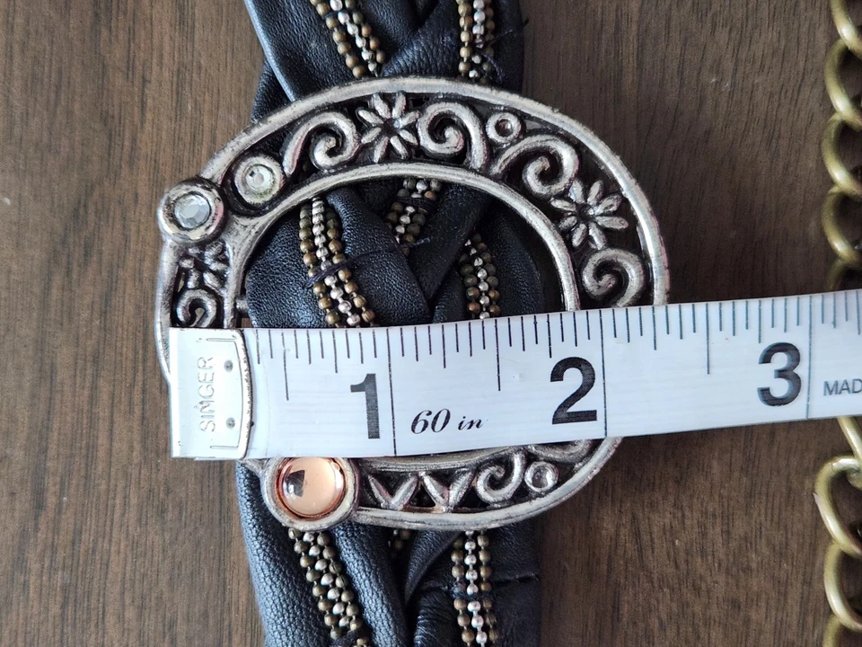 Chico's Belt Silver & Brass Tone Braided Ornate Adjustable Chain Belt OS - Image 4 of 4