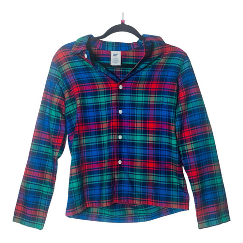Lands’ End Plaid Flannel Button Down Shirt 14 Kids Classic Preppy Lumberjack - Picture 1 of 10