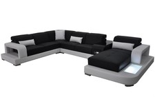Moderne Sitz Polster Wohnlandschaft Wohnzimmer Couch Polster Ecke USB + Licht