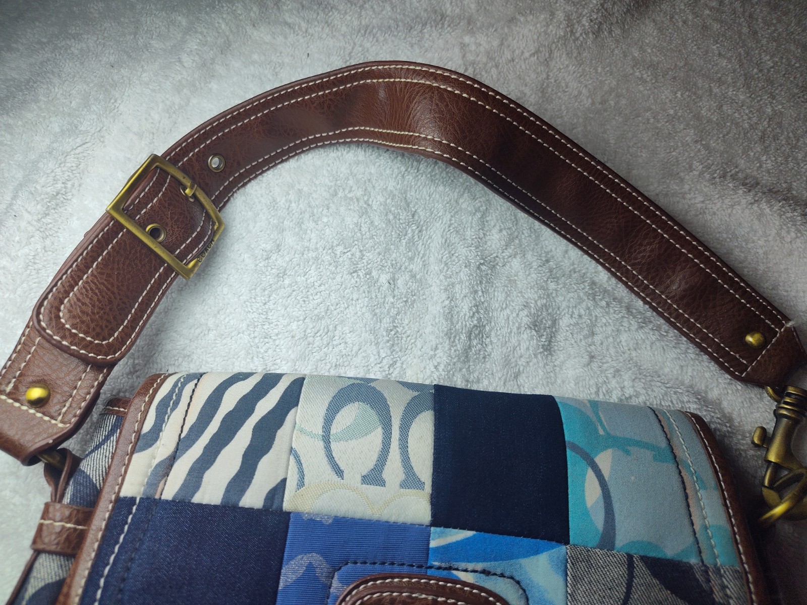 Coach Patchwork Blue Brown Multicolor Turn Lock S… - image 7