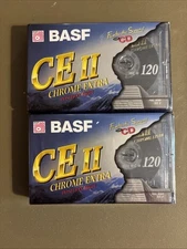 2 NOS Sealed BASF CE II 120 Min Chrome Extra Type II Hi Bias Blank Cassette Tape