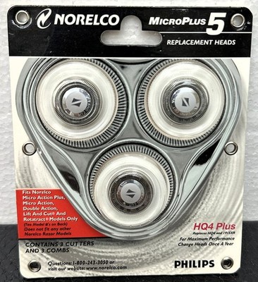 Philips Norelco HQ4 Plus MicroPlus 5 Replacement Heads New Sealed OEM