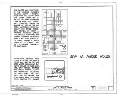 Lew M. Meder House,308 North Nevada Street,Carson City,Nevada,NV,HABS,Survey