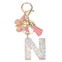 FüR Alphabet N Quaste Schmetterling Initialen SchlüSselanhäNger (Rosa, 1 StüCk)