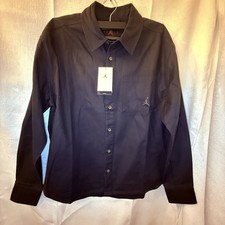 Jordan Essentials Black Twill Button Down Long Sleeved Shirt.