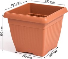 Terra Square Plant Pot 4 Sizes Terracotta/Black Indoor Outdoor