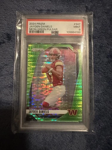 2024 Panini Prizm Rookies Jayden Daniels #347 Neon Green Pulsar Prizm RC  PSA 9