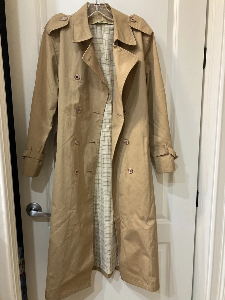 Gabardina London Fog para mujer de doble botonadura con cinturón, caqui talla 8 Foto 4 de 4