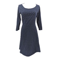 Navy Polka Dot Fit Flare Dress Classic Parisian Minimalist S Old Navy Preppy