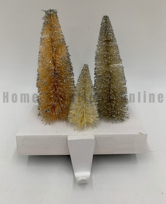 West Elm Bottlebrush Tree Forest Holiday Mantel Stocking Holder 7'' h #U325
