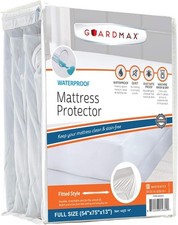 Guardmax Fitted Waterproof Mattress Protector - Hypoallergenic Full, White