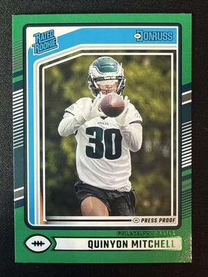 2024 Donruss Rated Rookie Green Press Proof #361 Quinyon Mitchell RC Eagles