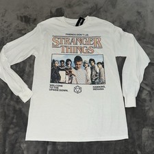 NWT Stranger Things Shirt Mens Sz M White Lon...