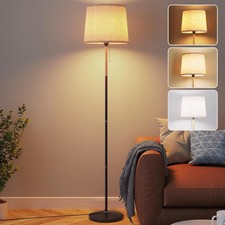 Floor Lamp Linen Shade Free Standing Light Dimmable Remote Control Reading
