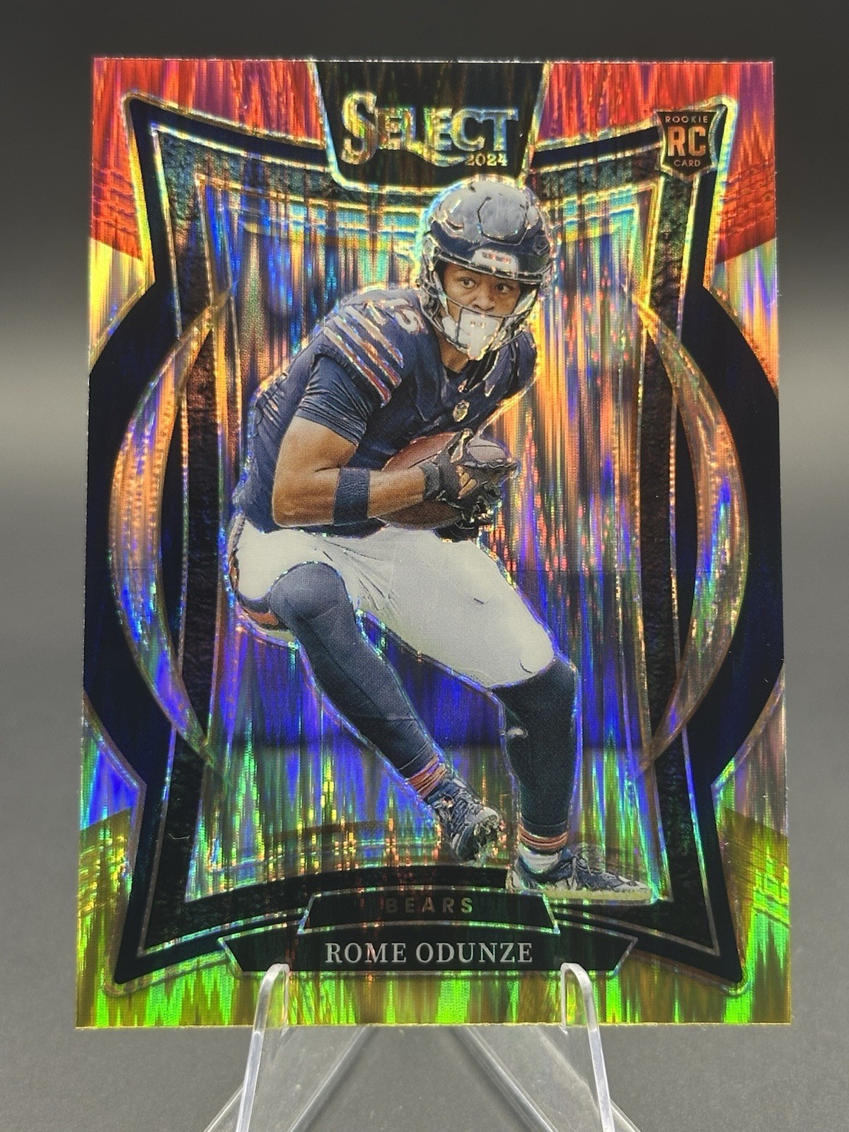 Rome Odunze 2024 Panini Select #3 Concourse Red & Yellow Shock Prizm RC