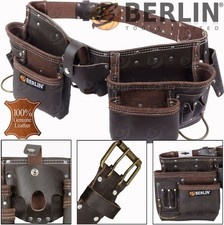 11 Pocket Oil Tanned Leather Tool Belt Work Pouch Builders Nail Bag Work Apron