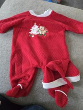 Vintage Little Me Christmas Sleeper Size 0/3 Months, Matching Hat