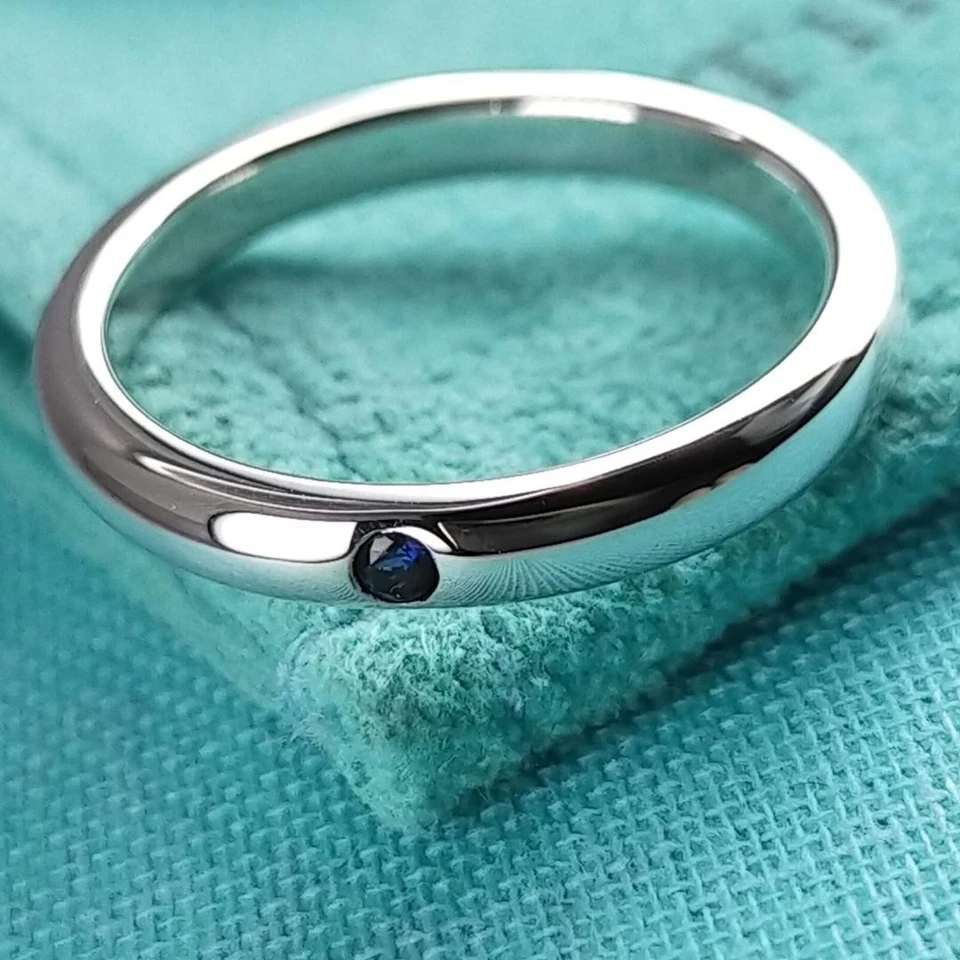 Anillo Tiffany & Co Plata Esterlina Elsa Peretti Zafiro Azul Pila Talla 5.5 Foto 4 de 4