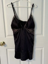 Auden Lingerie Chemise & Thong Set Black w/ Lace Women's Size XL New w/ Tags