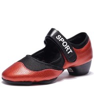 Womens Dance Practice Shoes Closed Toe Split Sole 45.55 Size 8.5 RED/BLACK