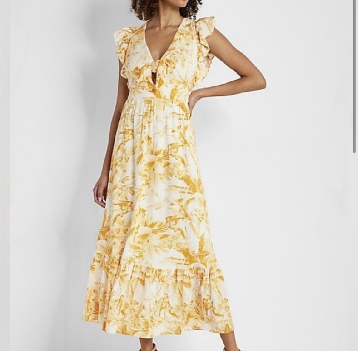 express yellow maxi dress New Yellow Express strapless maxi dress, perfect for